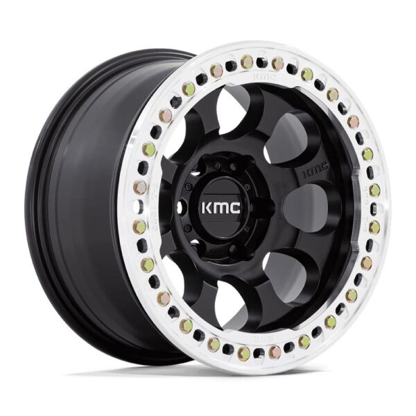 KM237 Riot 17X9 5X139.7 ET-12 CB108 Beadlock Satin Black/Machined Wheel