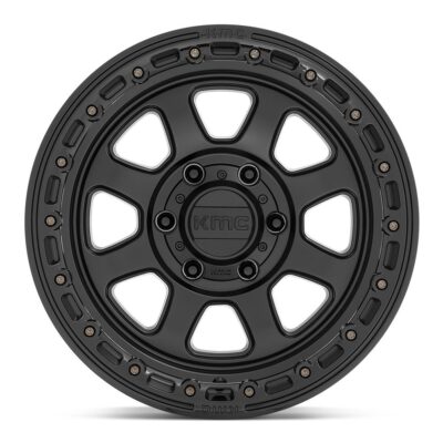 KM548 CHASE 17X9 5X127 ET-12 CB71.5 SATIN BLACK W/GLOSS BLK LIP