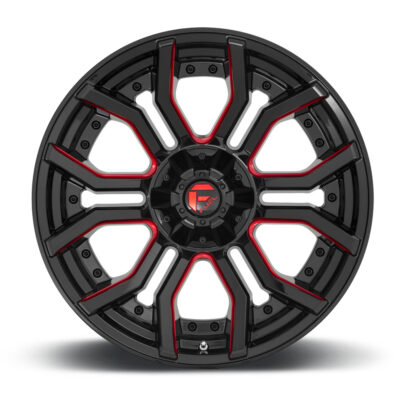 D712 RAGE 20X10 8X180 ET-18 CB124.3 GLOSS BLACK / CANDY RED
