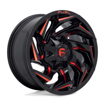 D755 REACTION 17X9 5X114.3/5X127 ET1 CB78 GLOSS BLACK MILLED WITH RED TINT