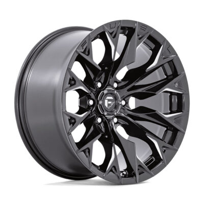 Fuel D803 FLAME 22x12 Gloss Black Milled wheel, 5x127 bolt pattern, -44mm offset.