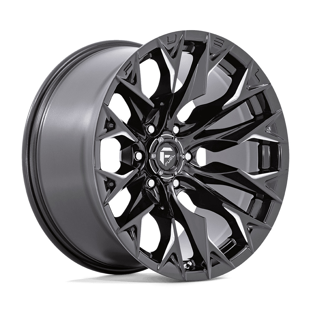 Fuel D803 FLAME 22x12 Gloss Black Milled wheel, 5x127 bolt pattern, -44mm offset.