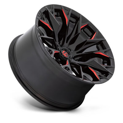 D823 FLAME 22X10 6X139.7 ET-18 CB106.1 GLOSS BLACK/MILL RED