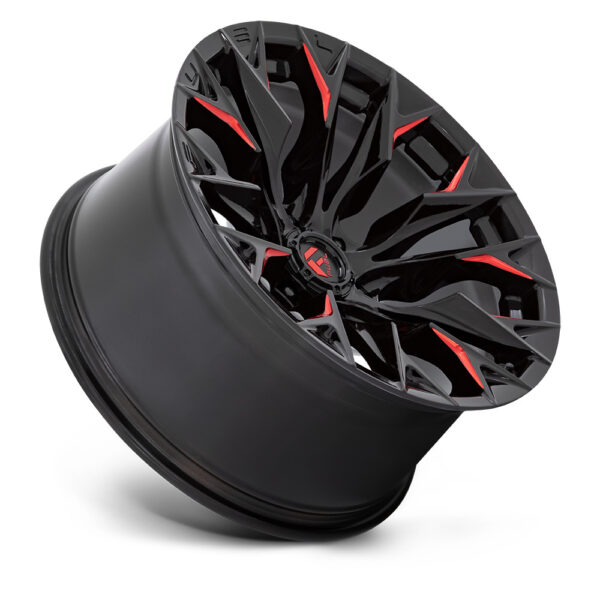 D823 FLAME 22X10 6X139.7 ET-18 CB106.1 GLOSS BLACK/MILL RED - Image 2