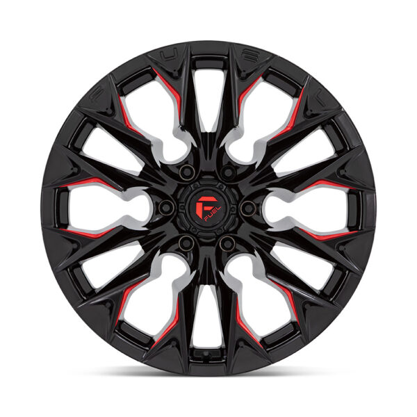 D823 FLAME 22X10 6X139.7 ET-18 CB106.1 GLOSS BLACK/MILL RED - Image 3